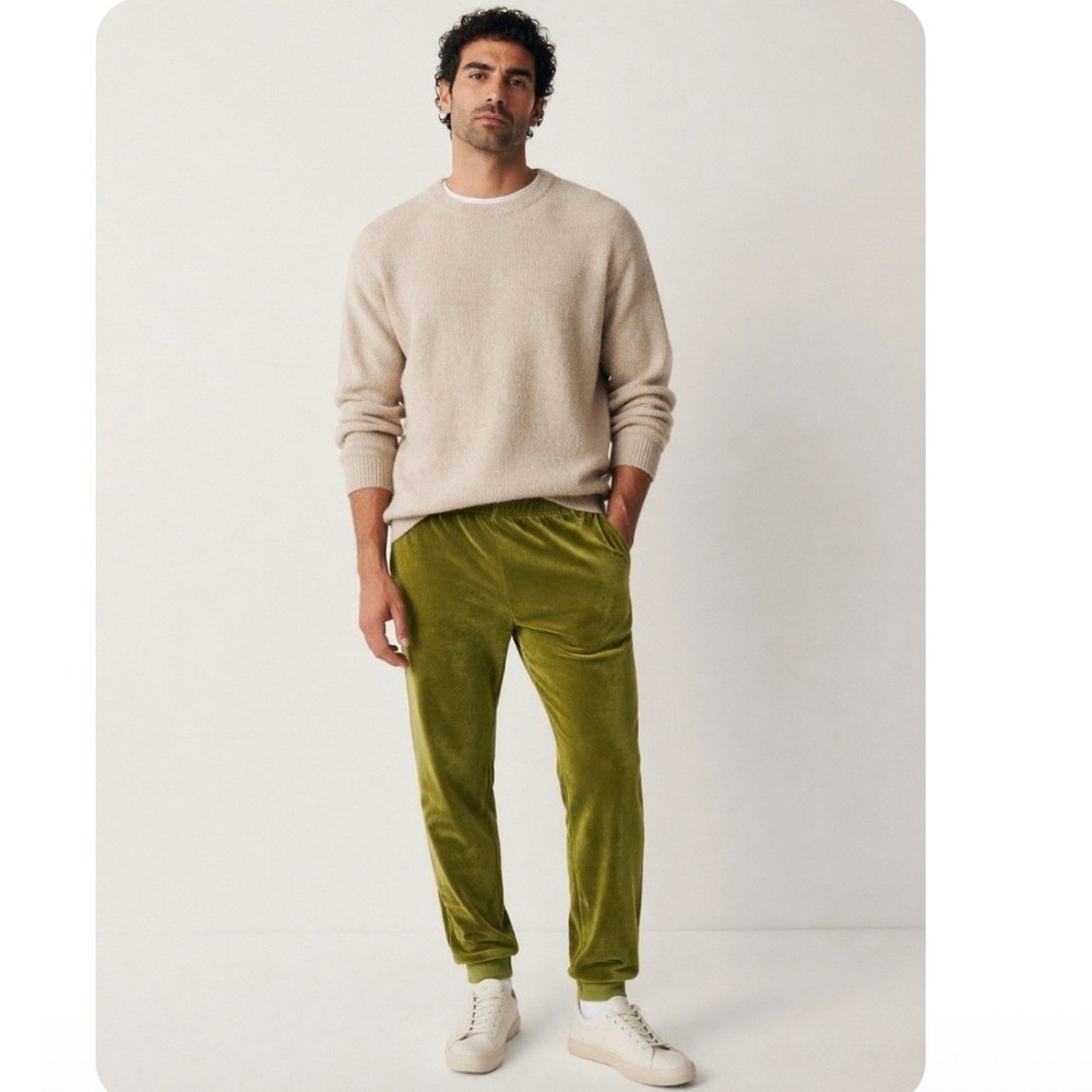 Todd Snyder Velour SLIM Joggers Men SMALL PARSLEY Sweatpants Portugal LUXURY